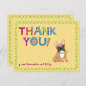 Cute フランスの Bulldogおもしろいフローラ     サンキューカード (正面/裏面)