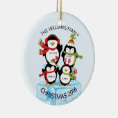 CUTE ペンギンの家族4羽 クリスマス セラミックオーナメント (右)