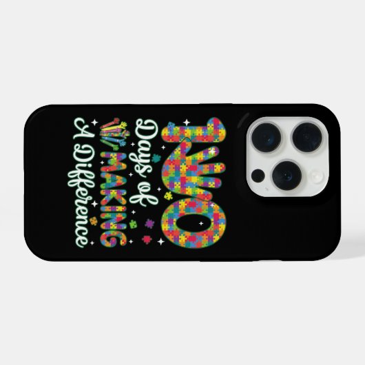 Cute 100 Days Making A Difference Puzzle Inclusion iPhoneケース (裏面横)