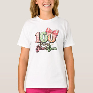 Cute 100 Days of School Glow and Grow Bow Floral  Tシャツ