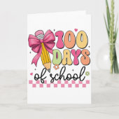 Cute 100 Days Of School Pencil Bow Classroom Theme カード (正面)