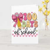 Cute 100 Days Of School Pencil Bow Classroom Theme カード (黄色い花)