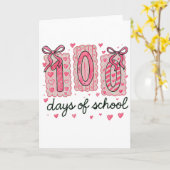 Cute 100 Days Of School Pink Hearts Classroom カード (黄色い花)