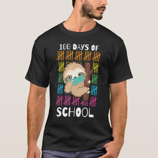 Cute 100 Days Of School Sloth Face Mask Virtual Te Tシャツ (正面)