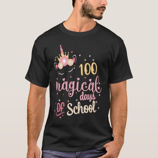 Cute 100 Magical Days of School Unicorn Teacher St Tシャツ (正面)