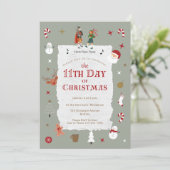 Cute 11th Day of Christmas Belated Xmas Party 招待状 (スタンド正面)