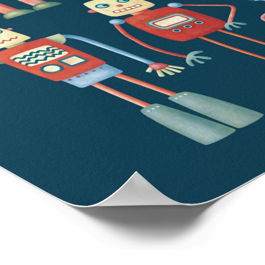 Cute 1950s Style Retro Robots ポスター (角)