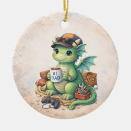 Cute #1 Dad Dragon Christmas Ornament セラミックオーナメント