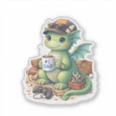 Cute #1 Dad Dragon Die-cut Sticker シール (正面)
