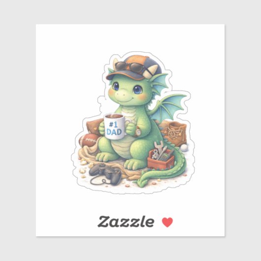Cute #1 Dad Dragon Die-cut Sticker シール (シート)