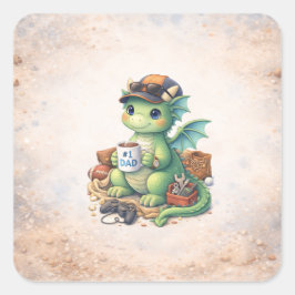 Cute #1 Dad Dragon Square Sticker スクエアシール