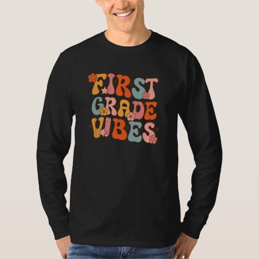 Cute 1st Grade Vibes Back To School Retro First Gr Tシャツ (正面)