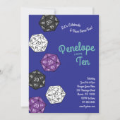 Cute 20サイドサイコロDNDゲーム子供の誕生日パーティー 招待状 (正面)