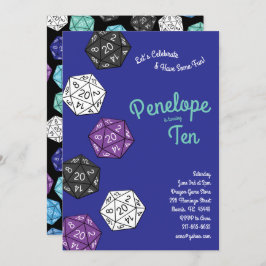 Cute 20サイドサイコロDNDゲーム子供の誕生日パーティー 招待状