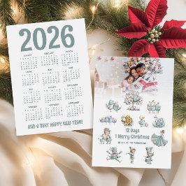 Cute 2026 Calendar Photo 12 Days of Christmas シーズンカード