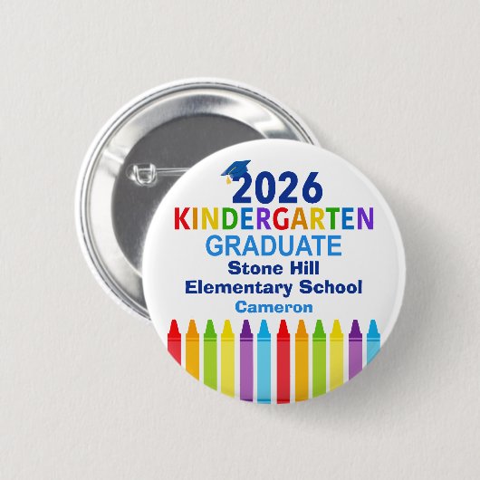Cute 2026 Kindergarten Graduation Custom Name Tag 缶バッジ (正面&裏面)