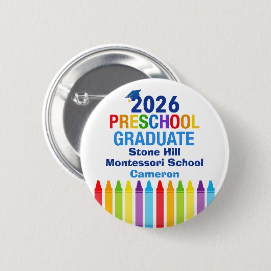 Cute 2026 Preschool Graduation Custom Name Tag 缶バッジ (正面&裏面)