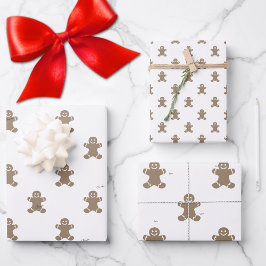 Cute 2 Names, Gingerbread Man Pattern 3 Sheets ラッピングペーパーシート