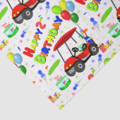 Cute 2nd Birthday Red Golf Cart Boy's 薄葉紙 (詳細)