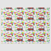 Cute 2nd Birthday Red Golf Cart Boy's 薄葉紙 (正面)