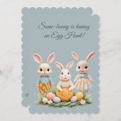 Cute 3 Bunnies Easter Egg Hunt Party Invitation (正面/裏面)