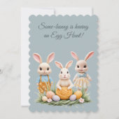 Cute 3 Bunnies Easter Egg Hunt Party Invitation (正面)
