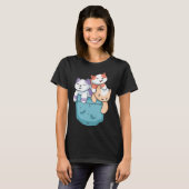 Cute 3 Cats in a Pocket Cat Kids Boys Girls Tシャツ (正面フル)