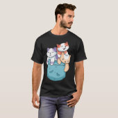 Cute 3 Cats in a Pocket Cat Kids Boys Girls Tシャツ (正面フル)