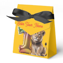 Cute 3D Baby Lion 1st Birthday Yellow Favor Box