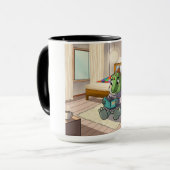 Cute 3D Baby T-Rex Reading in Bed Combo Mug マグカップ (正面左)