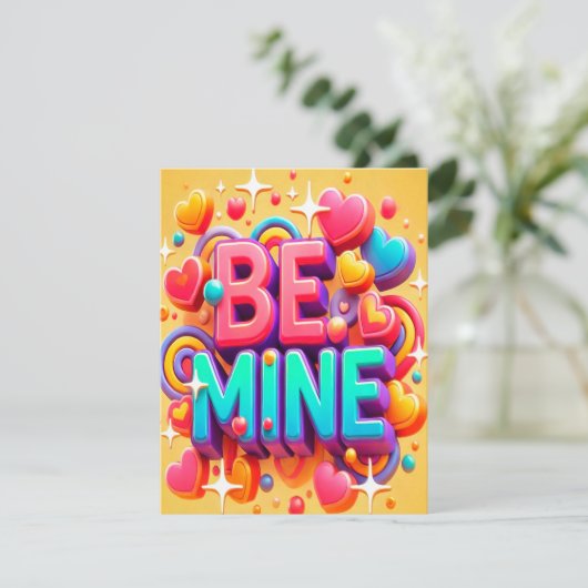 Cute 3D Be mine Valentines day シーズンカード (スタンド正面)