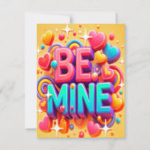 Cute 3D Be mine Valentines day シーズンカード (正面)