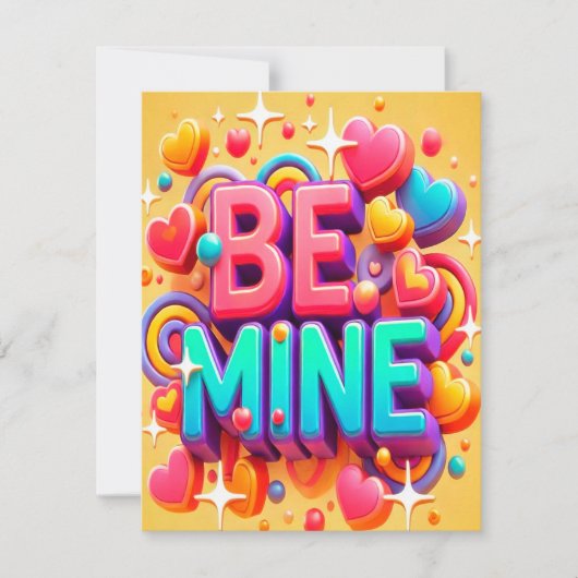 Cute 3D Be mine Valentines day シーズンカード (正面)