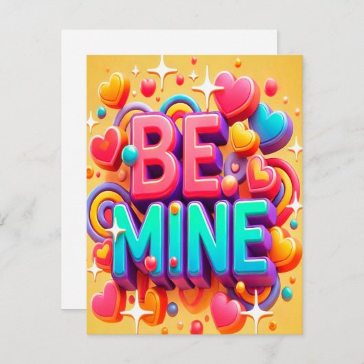 Cute 3D Be mine Valentines day シーズンカード (正面/裏面)