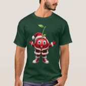 Cute 3D Christmas Cherry Fruit Cartoon Mascot Char Tシャツ (正面)