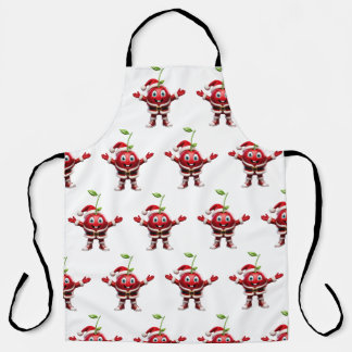 Cute 3D Christmas Cherry Fruit Pattern Apron エプロン