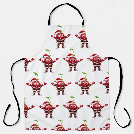 Cute 3D Christmas Cherry Fruit Pattern Apron エプロン (正面)