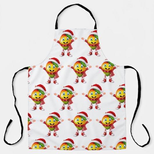 Cute 3D Christmas Mango Fruit Pattern Personalized エプロン (正面)