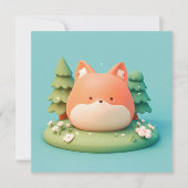 Cute 3D Clay Red Fox in Forest Meadow Postcard (正面)