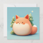Cute 3D Clay Red Fox in Forest Scene Postcard (正面)