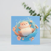 Cute 3D Clay Sea Otter Splashing in Water Postcard (スタンド正面)