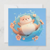 Cute 3D Clay Sea Otter Splashing in Water Postcard (正面)
