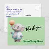 Cute 3D Elephant Baby Shower Thank You ポストカード (正面/裏面)
