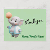 Cute 3D Elephant Baby Shower Thank You ポストカード (正面)