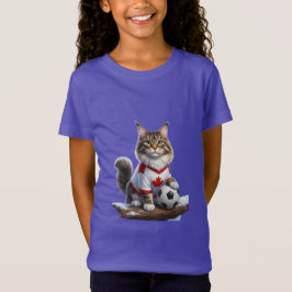 Cute 3D Fluffy Cat Soccer Mascot Canada Jersey Tシャツ