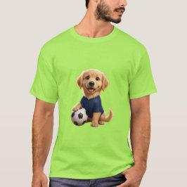 Cute 3D Golden Retriever Puppy Soccer Mascot USA Tシャツ