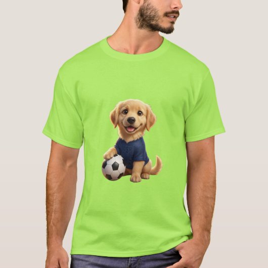 Cute 3D Golden Retriever Puppy Soccer Mascot USA Tシャツ (正面)