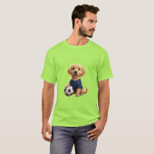 Cute 3D Golden Retriever Puppy Soccer Mascot USA Tシャツ (正面フル)