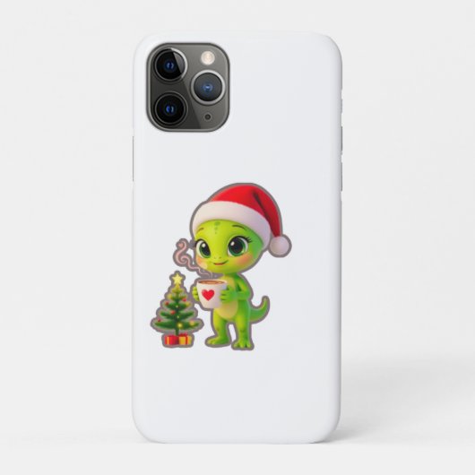 **Cute 3D Green Alien in Santa Hat with Hot Chocol Case-Mate iPhoneケース (裏)