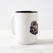Cute 3D Greenland Inuit Solar Eclipse 2026 Mug ツートーンマグカップ (正面左)